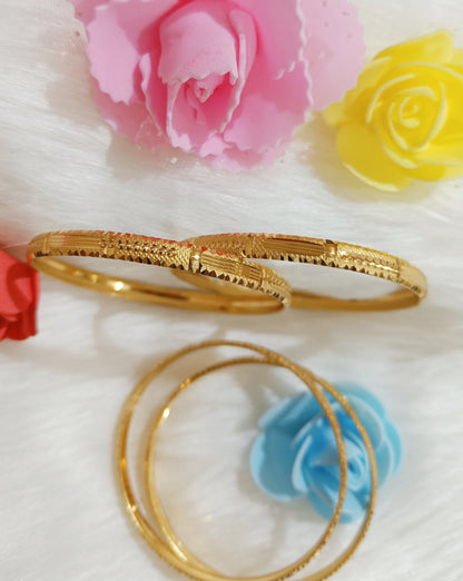 Gold plated bangles for women (set of 4)