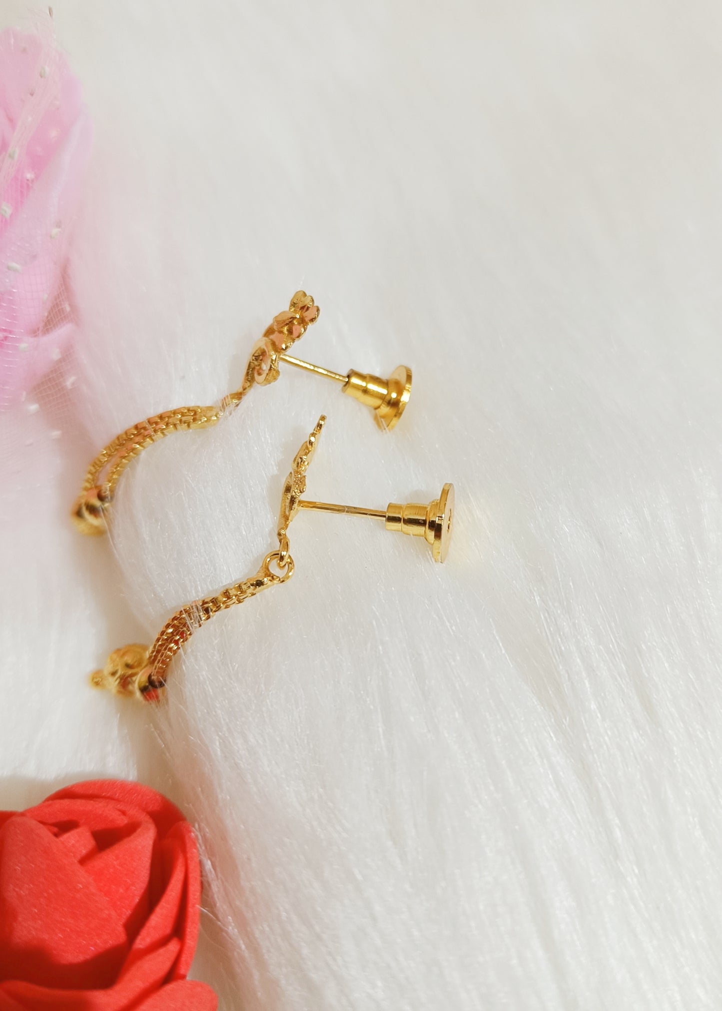 Gold plated hanging ear rings
