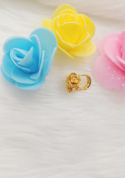 Gold Plated Rose Carved Hoops