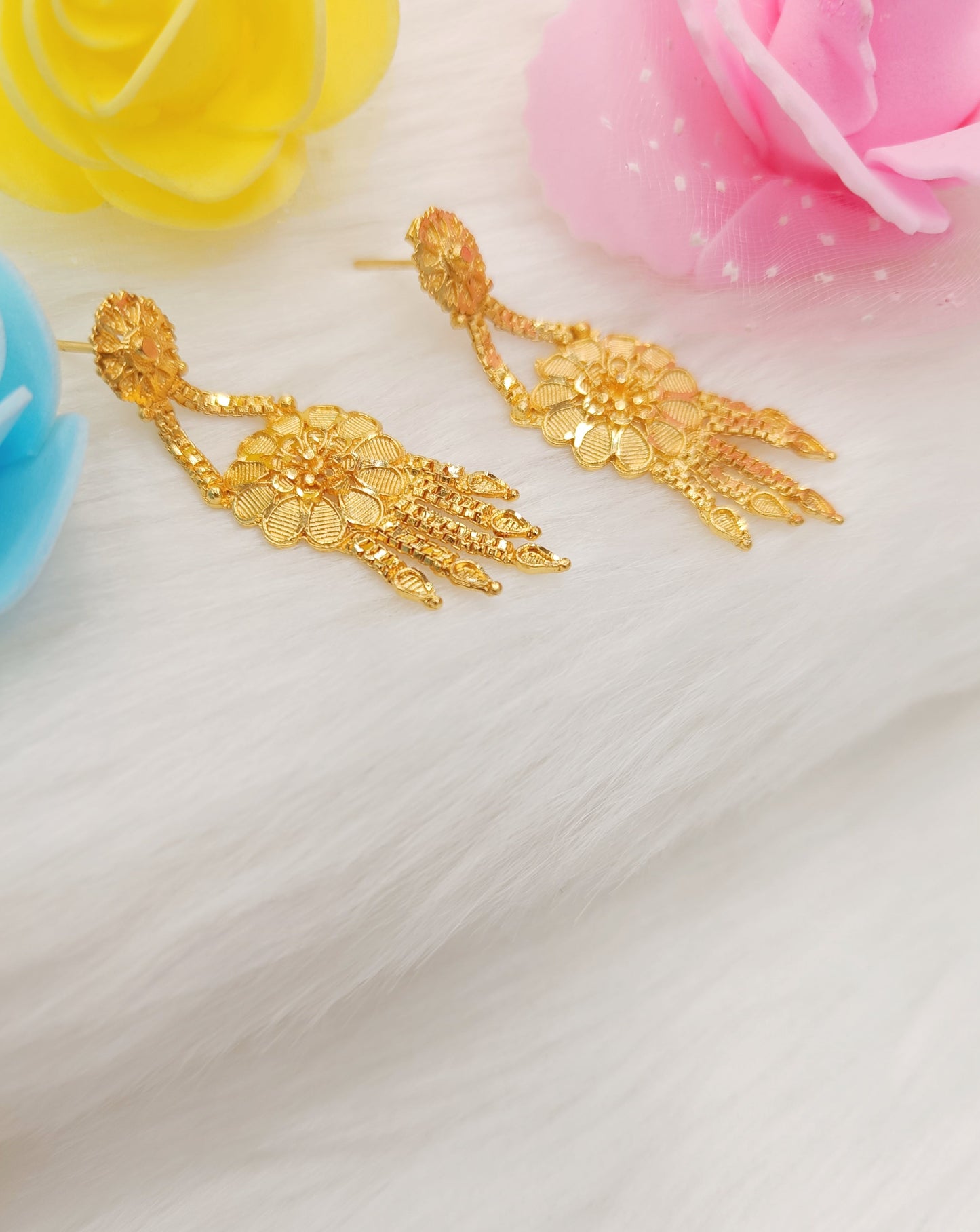 One Gram Gold Forming Floral Design Ear Rings