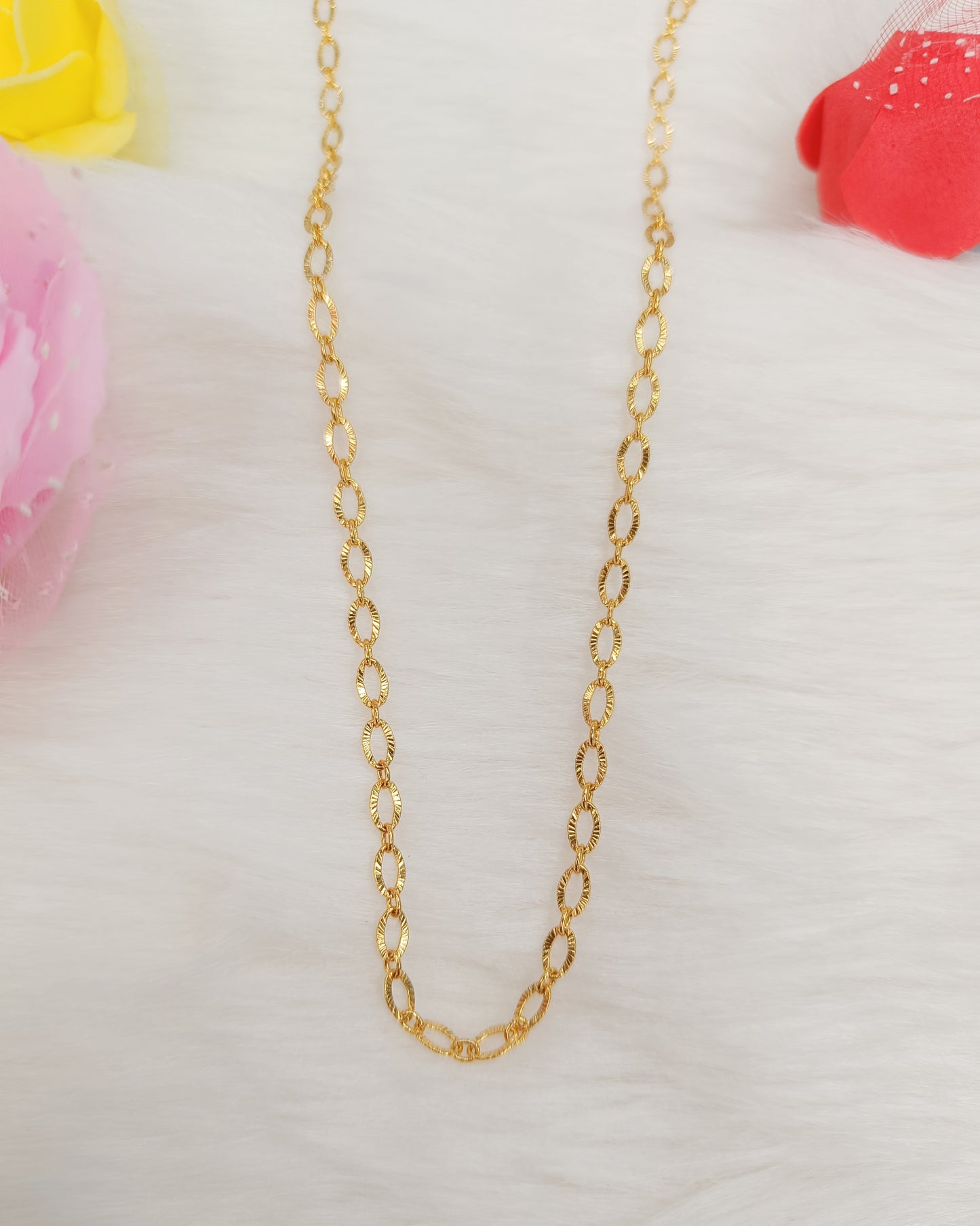 Gold plated copper link design chain for women