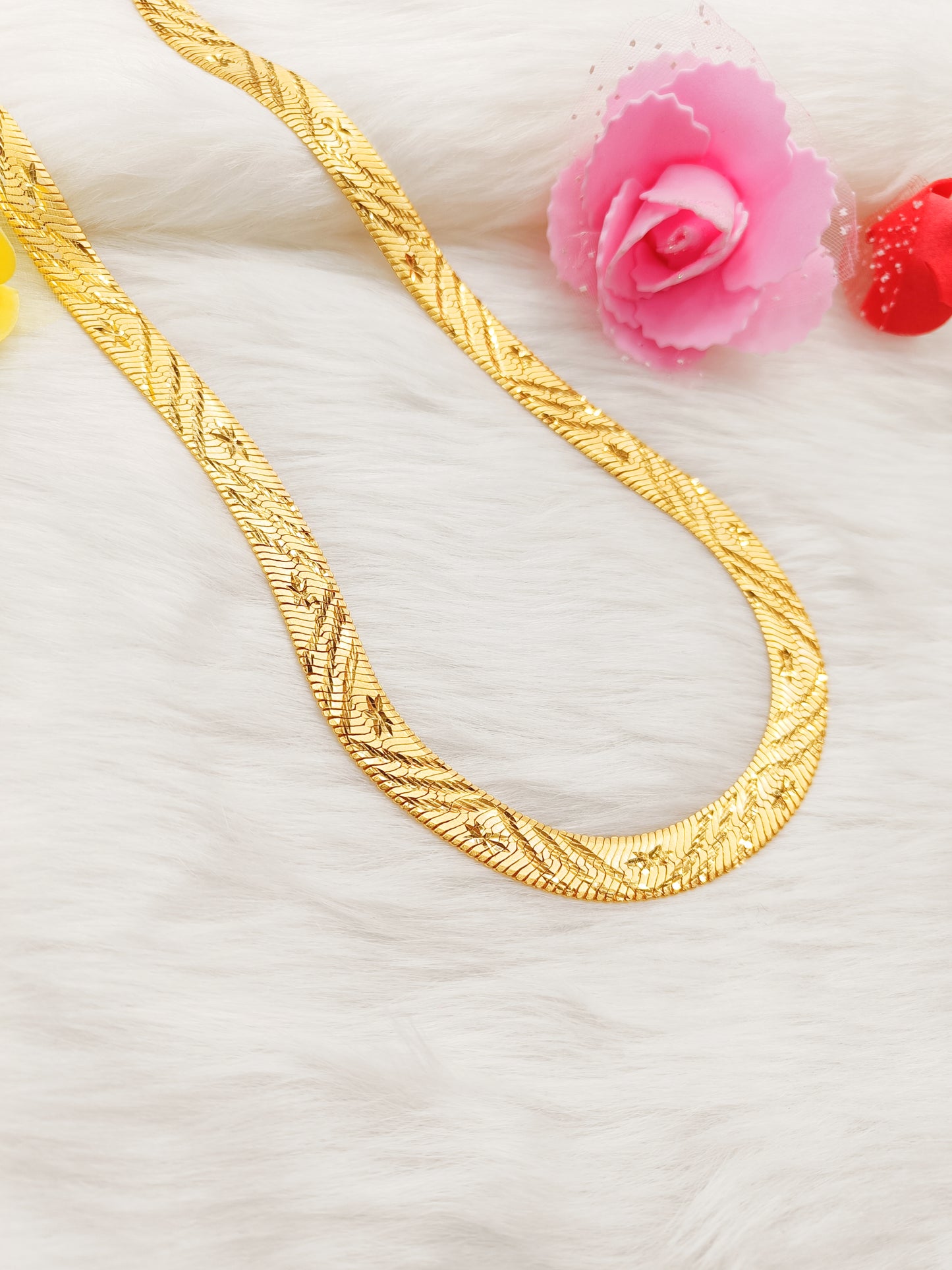 One Gram Gold Plated Broad Design Chain For Men