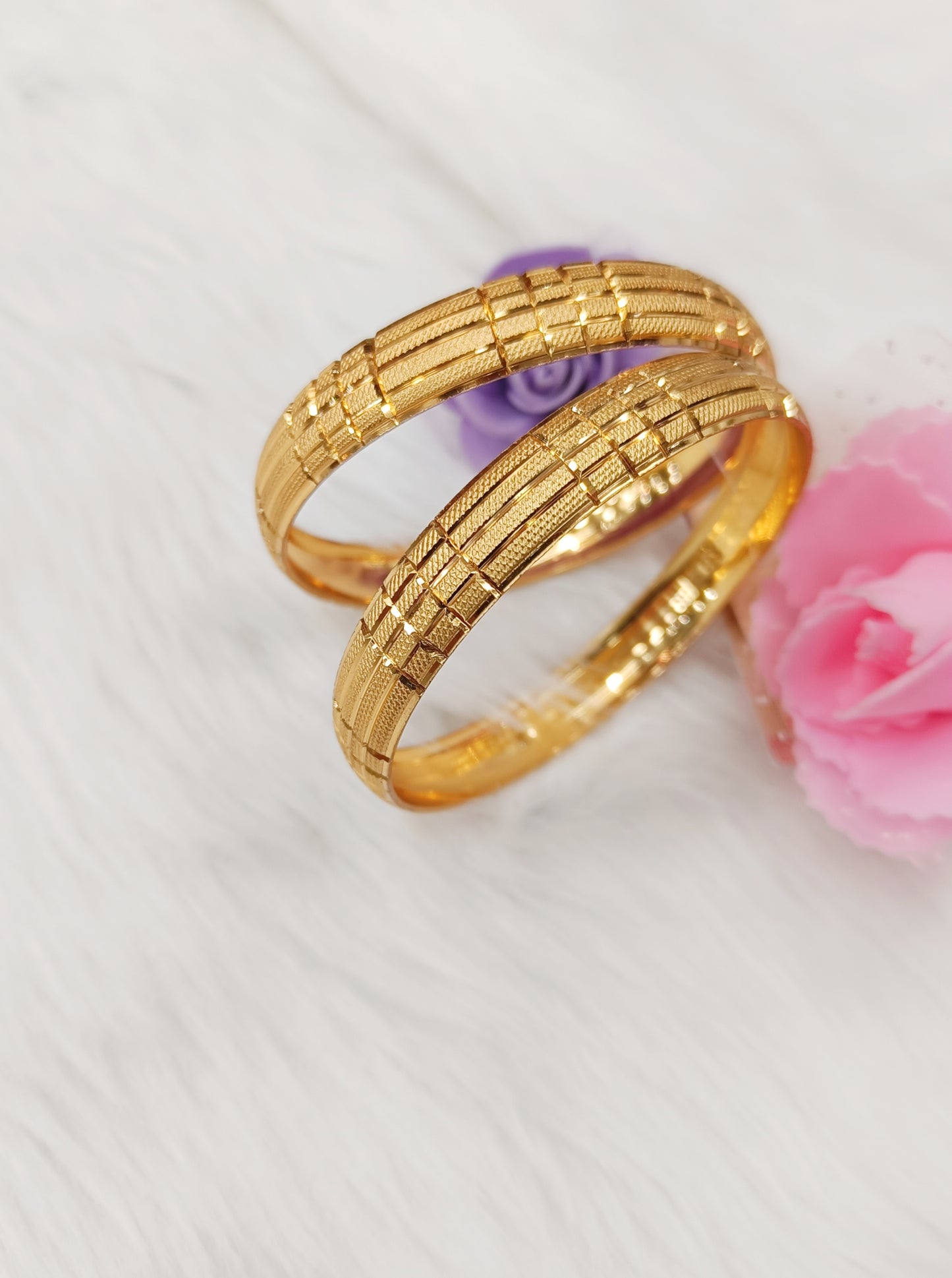 Gold Plated broad design bangles for women