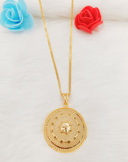 Gold Plated Wheel Pendant Necklace