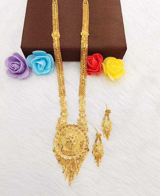 One Gram Gold Plated Floral Necklace Set