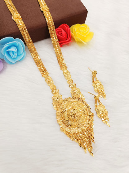 One Gram Gold Plated Floral Necklace Set