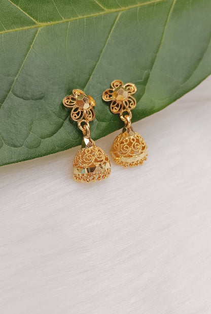 Up to One Gram Gold Plated Jhumki Earrings