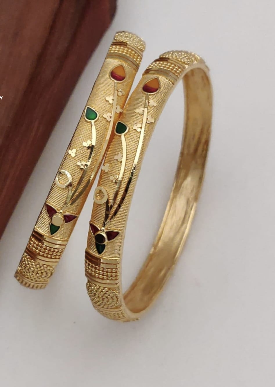 Gold plated minakari design bangles