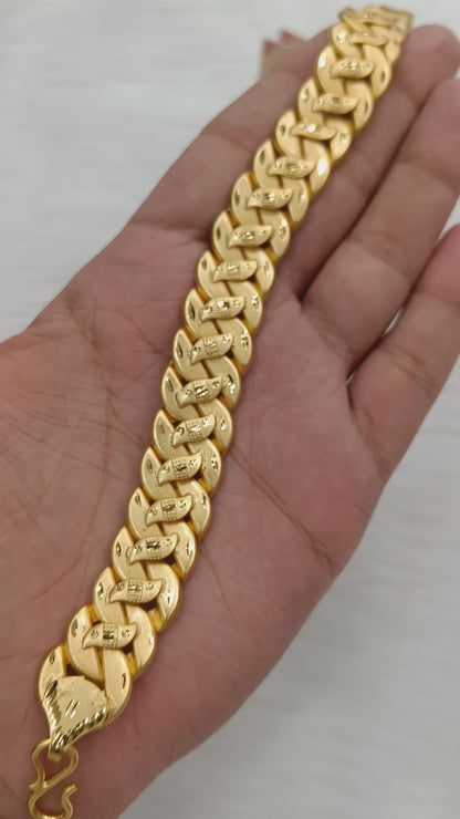 One Gram Gold Plated Broad Bracelet For Men